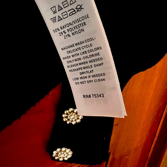 TAHARI Mock Neck Sweater with Jewel Button Sleeves - Picture 3 of 6